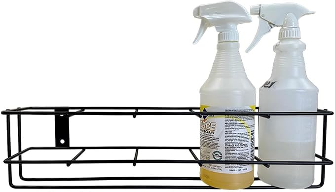 Up to Five 32 oz Spray Bottle Rack – Wall Mount Organizer | Heavy Duty Metal - Image 4