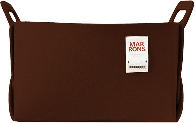 Collapsible Felt CHOCOBROWN Storage Bin Large 14.6"x9.4"x9.4" – Foldable Basket by MARRONS