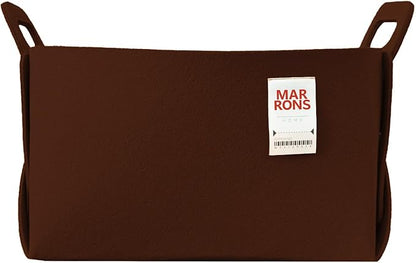Collapsible Felt CHOCOBROWN Storage Bin Large 14.6"x9.4"x9.4" – Foldable Basket by MARRONS