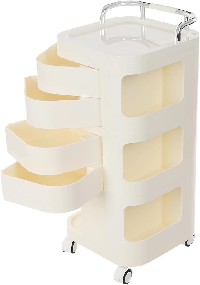3 Tier Rolling Storage Drawer Cart, 4 Drawers Plastic Rolling Cart - Image 3