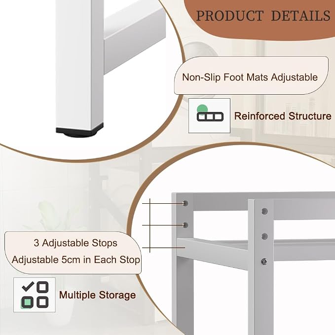 Over The Washer and Dryer Storage Shelf, Height Adjustable Machine Stacking Rack - Image 6