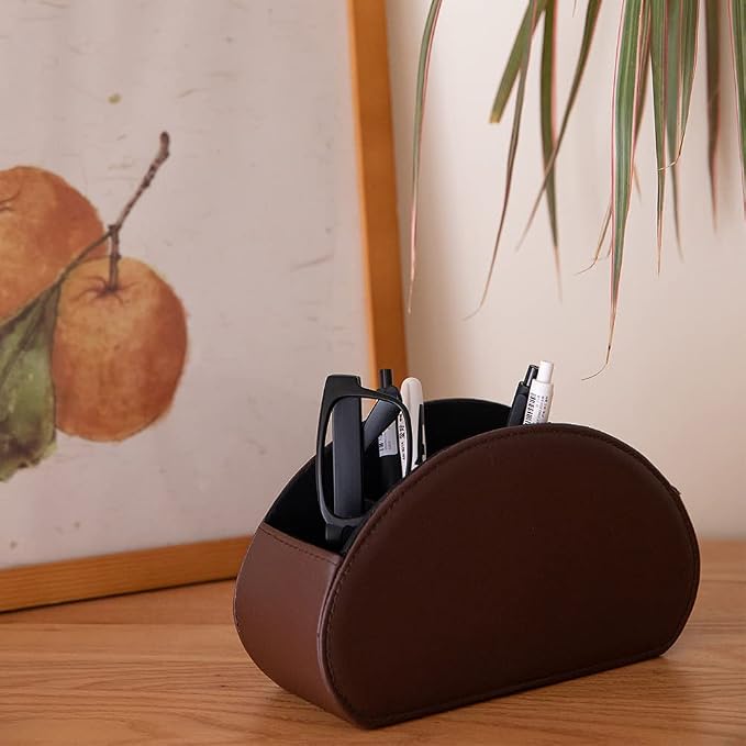 Remote Control Holder Organizer Table Desk Leather Control Storage TV Remote - Image 4