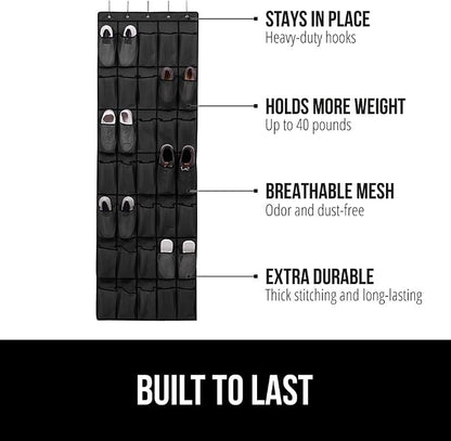 GORILLA GRIP Over the Door Shoe Organizer, 35 Large Breathable Mesh Pockets - Image 2