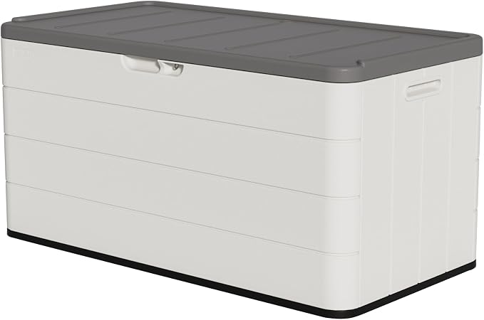 100 Gallon Plus Resin Deck Box, Waterproof Outdoor Storage Bin by Decksplore%E2%80%94BuiltforOutdoor