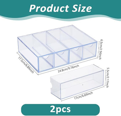 DICOSMETIC 2Pcs Small Acrylic Desk Organizer Drawers Stackable Desktop Storage - Image 3