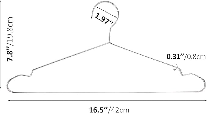 16.5" Heavy Duty Extra Wide Stainless Steel Coats Hangers, Strong Durable Metal - Image 2