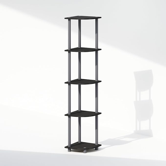 Furinno Turn-N-Tube Storage Shelves, 5-Tier Book Shelf, Corner Shelf, Toolless - Image 4