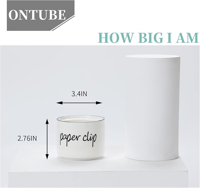 ONTUBE Farmhouse Paper Clip Holders, Ceramic Binder Clip Dispenser Organizer - Image 4
