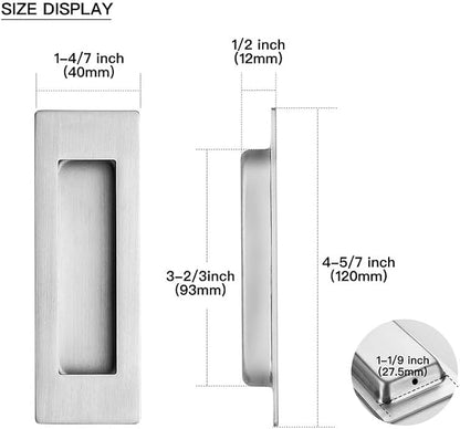 Ravinte 4 Pack Brushed Nickel Sliding Closet Door Handles Silver Flush Pulls - Image 3