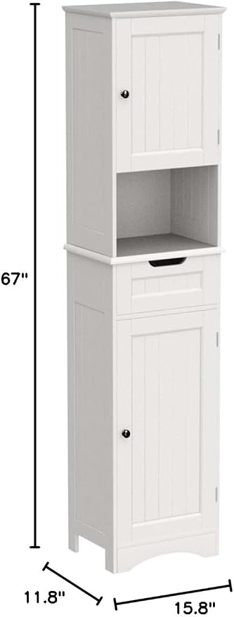 Gizoon 67” H Tall Bathroom Storage Cabinet, Narrow Storage Cabinet, Living Room - Image 3