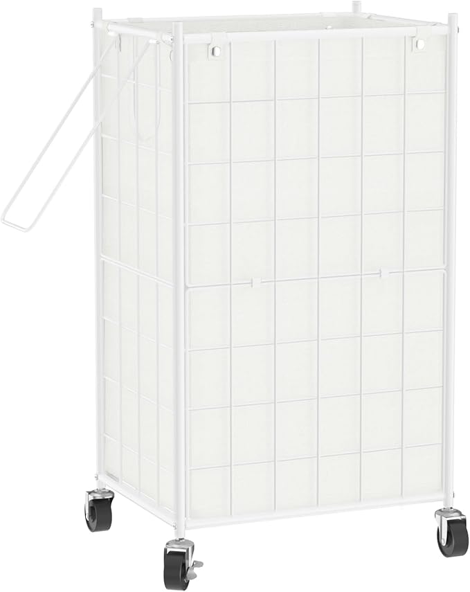 WOWLIVE Laundry Hamper with Wheels, Metal Wire Frame Rolling Laundry Basket by WOWLIVE