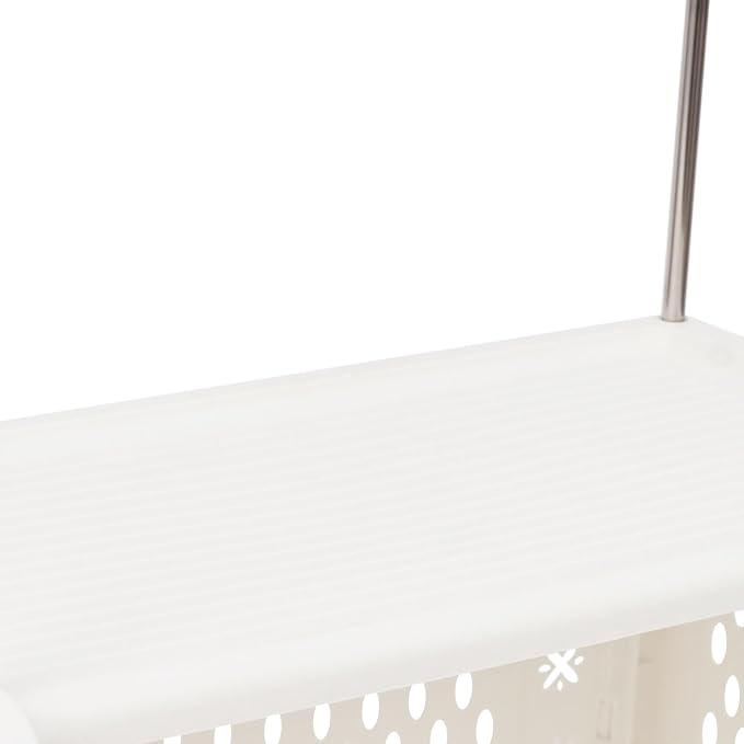 Rolling Laundry Hamper with Hanging Rod, 3-Tier Laundry Hamper Cart with 6 Hooks - Image 5