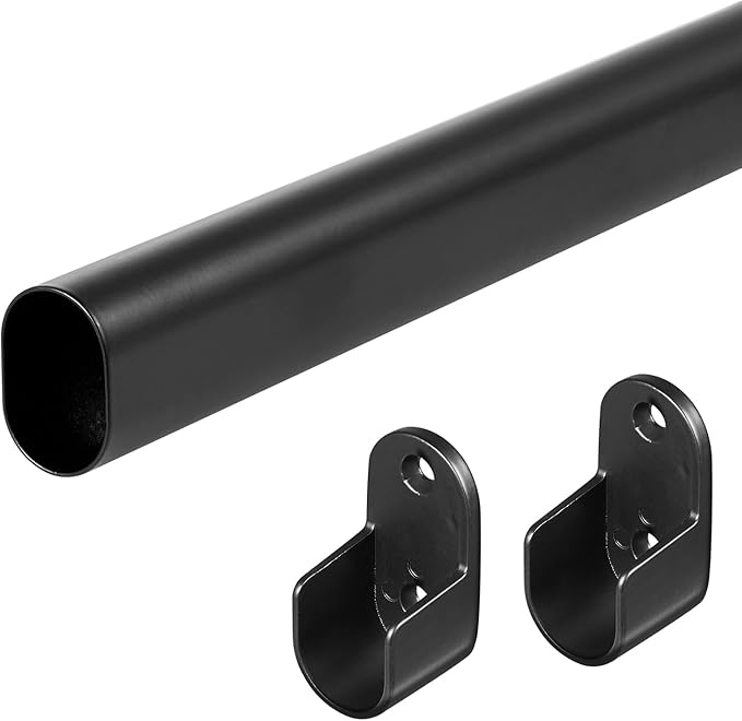 Oval Closet Rod for Hanging Clothes Adjustable Closet Rods 18 to 87 Inch Heavy by VIOREMOS