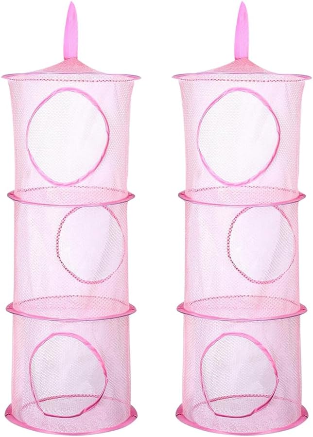 GSHLLO 2 Pcs Toy Storage Hanging Mesh 3 Compartment Organizer Net Stuffed by GSHLLO
