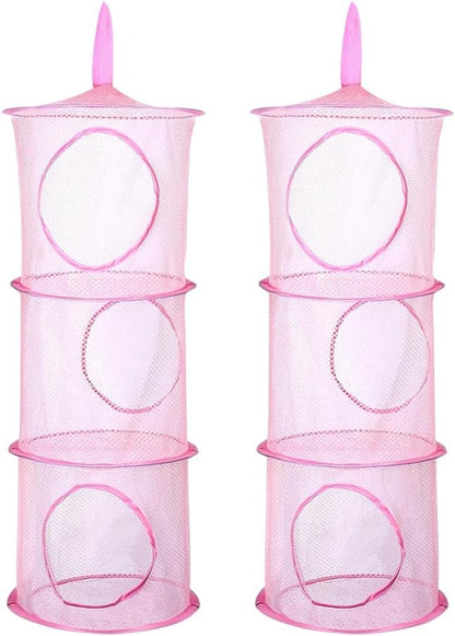 GSHLLO 2 Pcs Toy Storage Hanging Mesh 3 Compartment Organizer Net Stuffed by GSHLLO