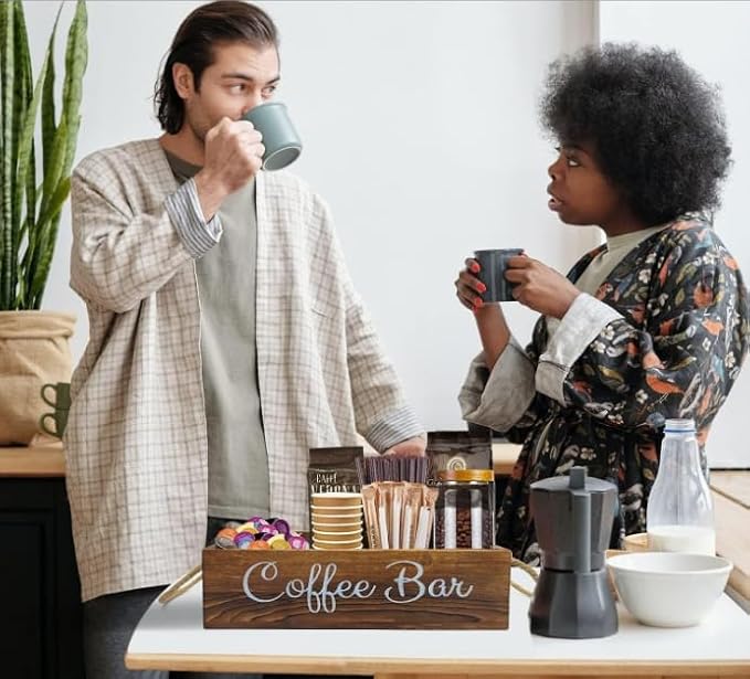 Coffee Counter Storage Rack Wooden Coffee Bar Storage Rack Features Removable - Image 5