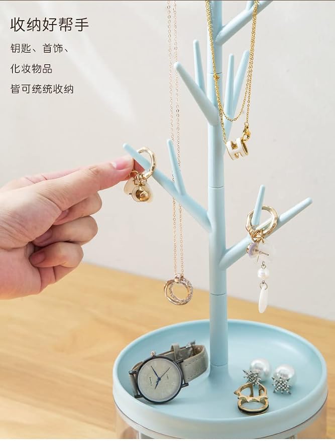 Branch Jewelry Rack With Rotatable Base and Storage Box Tree Tower Rack Hanging - Image 4