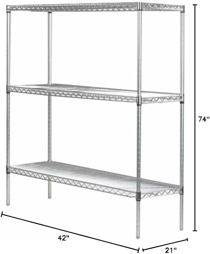 Omega 21" Deep x 42" Wide x 74" High 3 Tier Chrome Starter Shelving Unit - Image 2