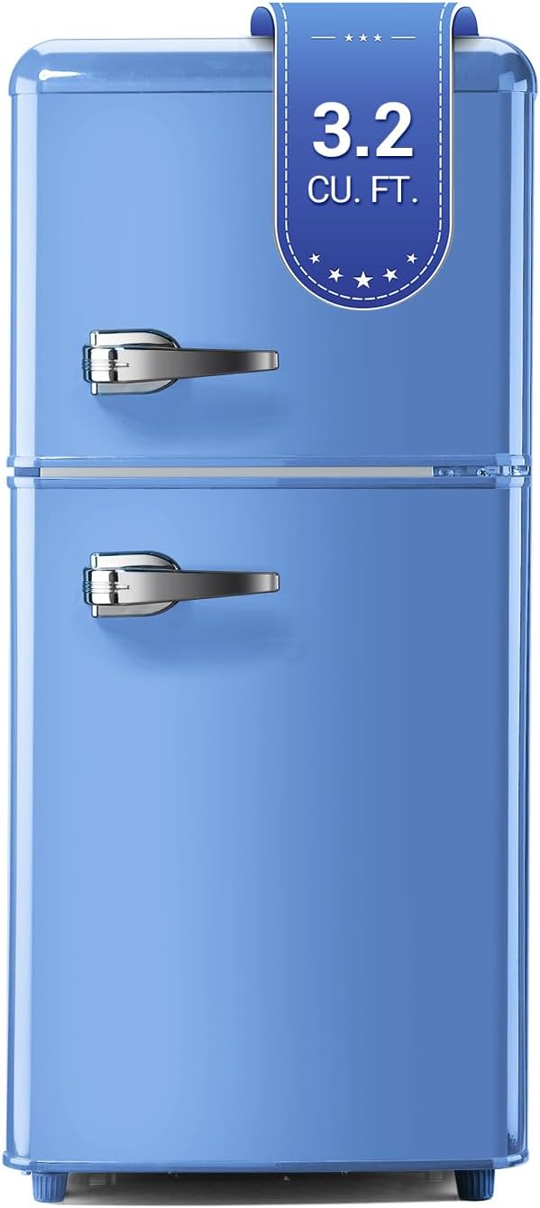 Retro Mini Fridge with Freezer, 3.2 Cu. Ft. Small Retro Refrigerator with by Cleanthewayyouwant