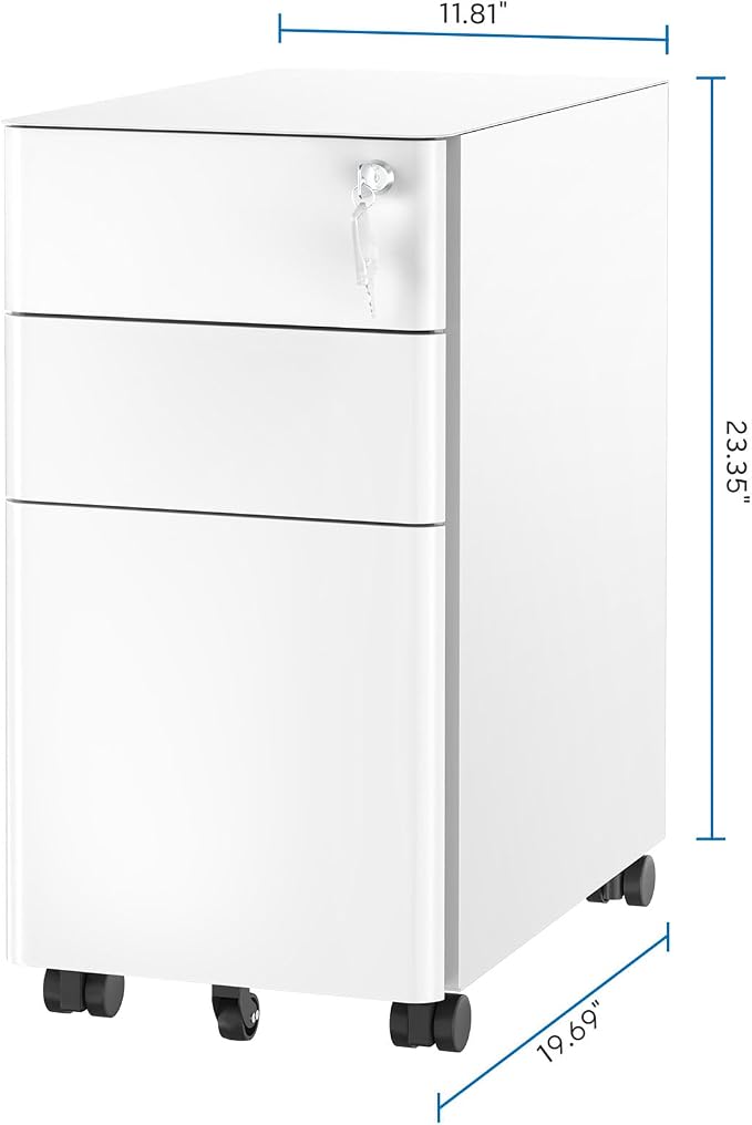 Mount-It! Slim Rolling Under Desk Cabinet, Mobile Filing Cabinet - Image 3