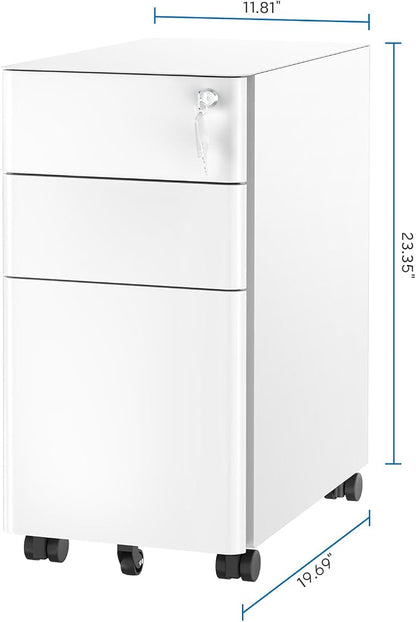 Mount-It! Slim Rolling Under Desk Cabinet, Mobile Filing Cabinet - Image 3