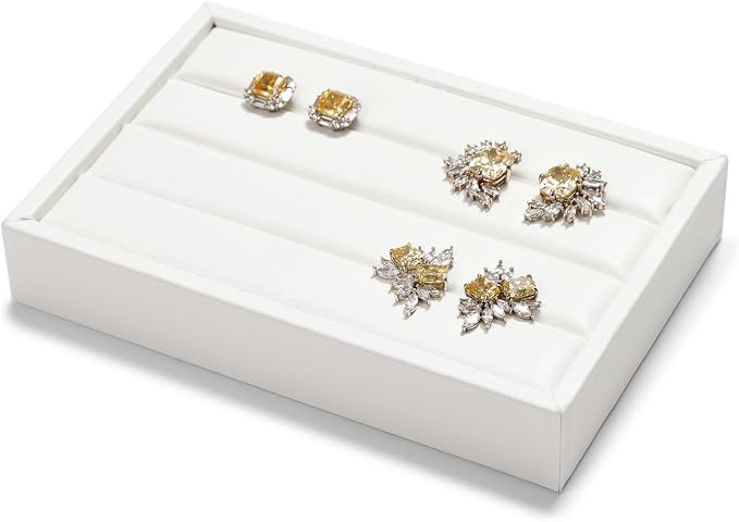 Oirlv 3 Slots PU Leather Small Ring Organizer Earrings Trays Showcase Display - Image 9