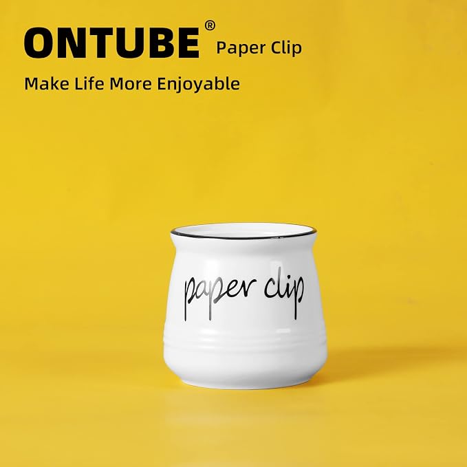 ONTUBE Farmhouse Paper Clip Holders, Ceramic Binder Clip Dispenser Organizer - Image 6