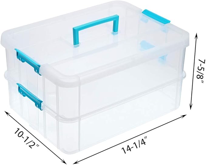 JUXYES 2-Tiers Stack Carry Storage Box - Image 2