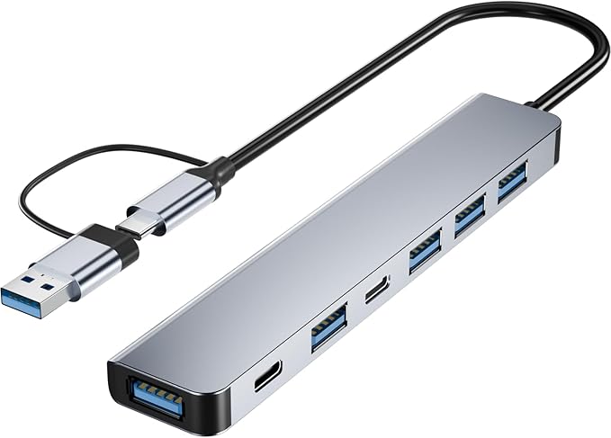 【Upgrade】 USB C/USB Hub, BERLAT Aluminum 7 in 1 USB C & USB Hub by BERLAT