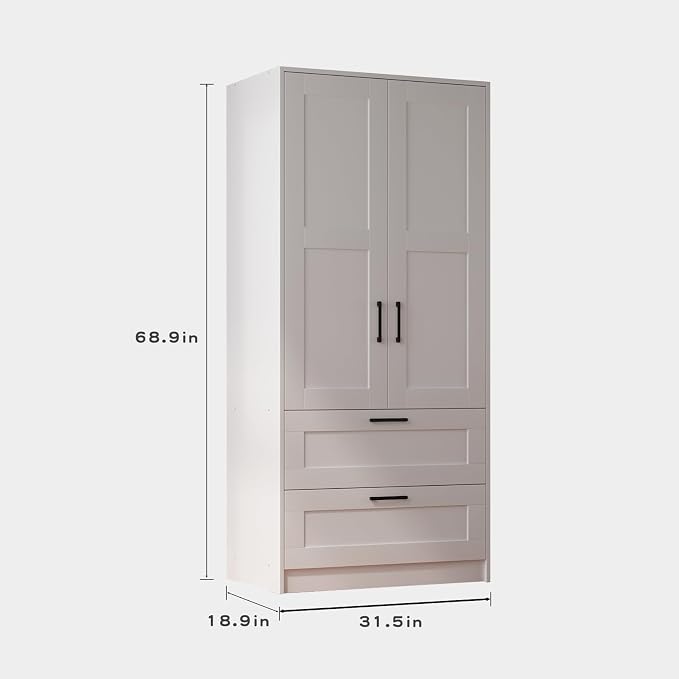 Fenghua Lizhi Wood White Wardrobe Closet - Image 2