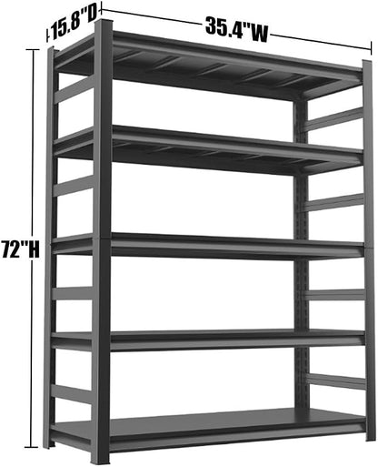 Heavy Duty Metal Garage Shelving, 5-Tier Adjustable Storage Shelf - Image 2