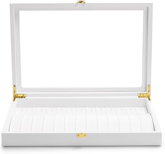Oirlv White Leather Acrylic Lid Jewelry Necklace Organizer Box Necklace by Oirlv