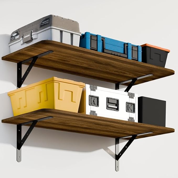 Dogsky 2-Pack Garage Storage Shelving Wall Mounted, 4x2Ft Heavy Duty Wood by Dogsky