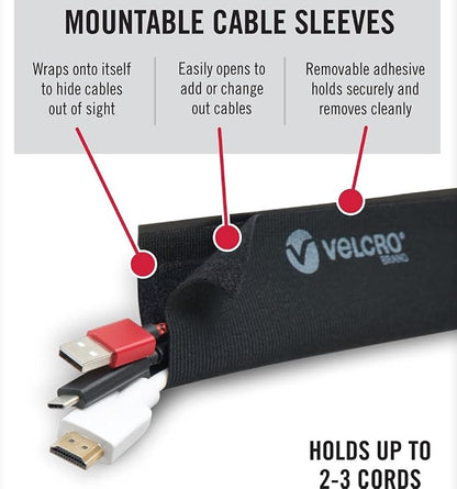 VELCRO Brand Mountable Cable Sleeve | Cord Management Mounts on Walls, Desk or - Image 2