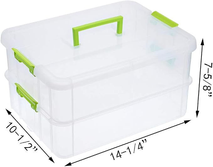 JUXYES 2-Tiers Stack Carry Storage Box - Image 2
