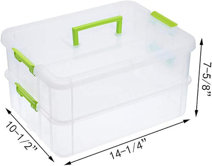 JUXYES 2-Tiers Stack Carry Storage Box - Image 2