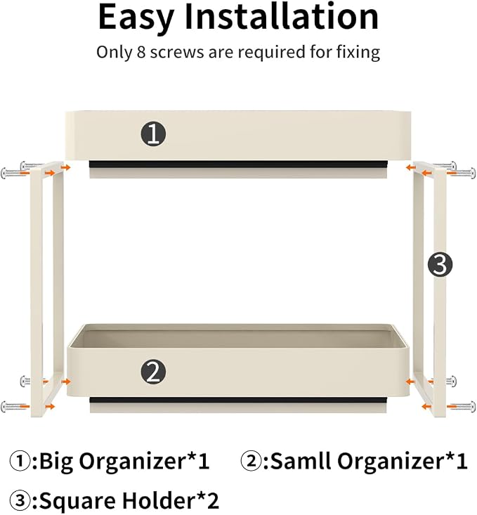 Metal Under Sink Organizerand Storage, 2 Tier Pull-Out Cabinet Drawer Shelf - Image 3