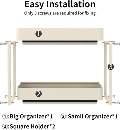 Metal Under Sink Organizerand Storage, 2 Tier Pull-Out Cabinet Drawer Shelf - Image 3