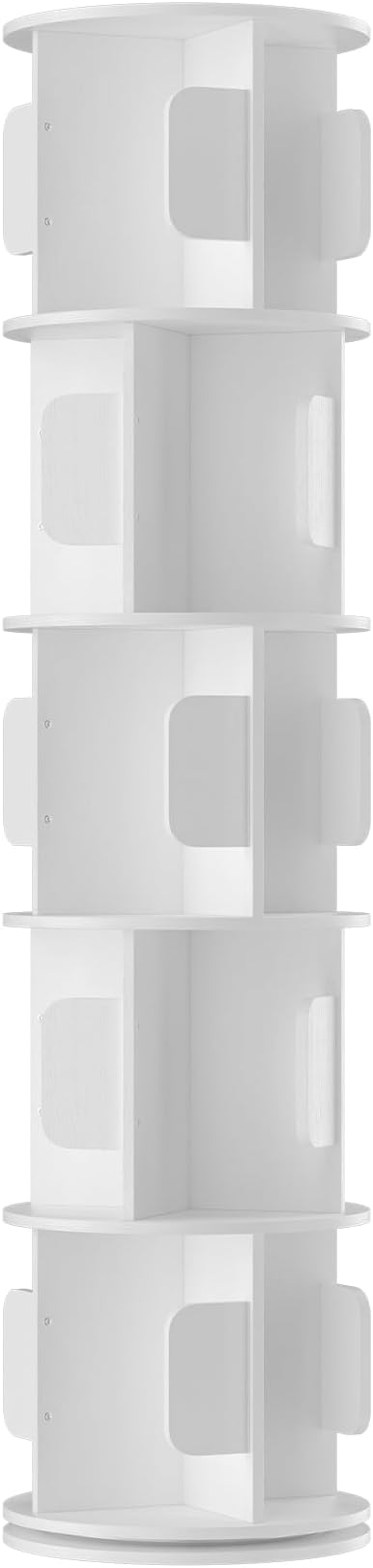 5-Tier 360° Rotating Bookshelf, Round Floor Standing Bookcase - Image 9