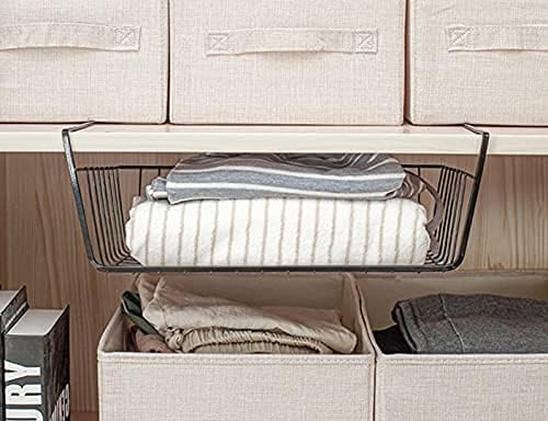 Tebery 2 Pack Black Under Shelf Wire Basket, Hanging Storage Baskets Under - Image 6
