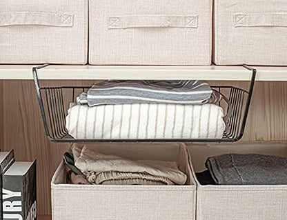 Tebery 2 Pack Black Under Shelf Wire Basket, Hanging Storage Baskets Under - Image 6