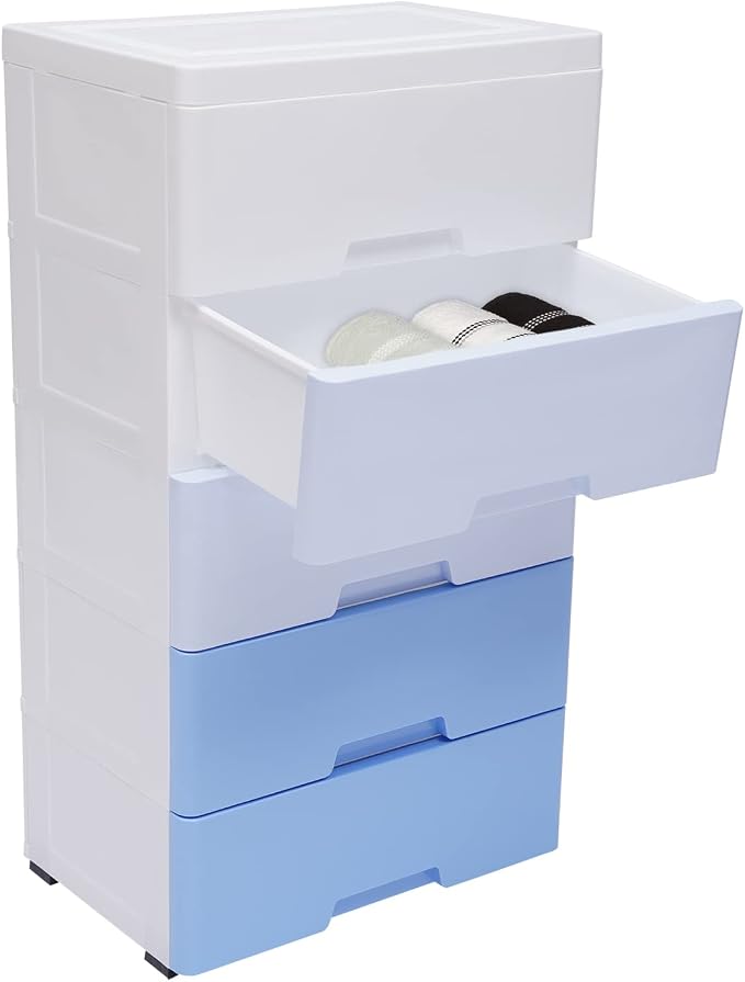 Plastic Drawers Dresser Storage Cabinet 5 Drawer Stackable Vertical Clothes by Unknown