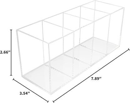QPEY Acrylic Pen Holder 4 Compartments, Cosmetic Brush Storage Box - Image 2