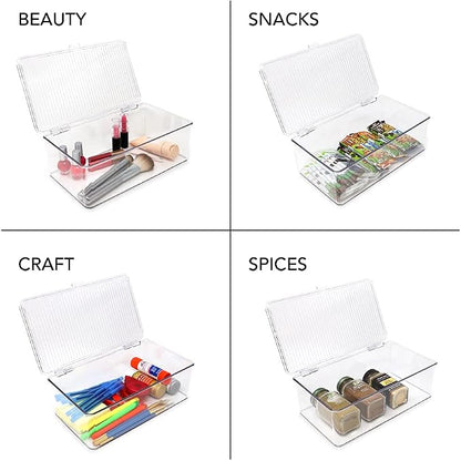 Isaac Jacobs Medium Stackable Organizer Bin w/ Hinged Lid, Pantry Container - Image 2