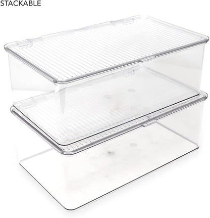 Isaac Jacobs Medium Stackable Organizer Bin w/ Hinged Lid, Pantry Container - Image 4