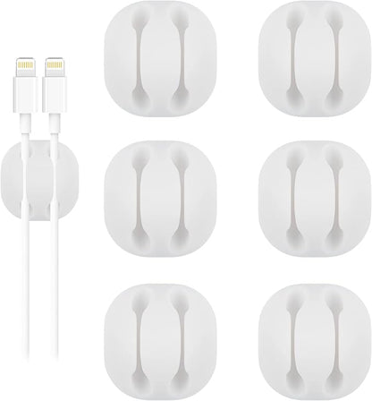 Shintop Cable Clips, 6 Pack White Double Cord Holder Adhesive Cord Management by Shintop