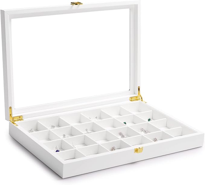 Oirlv Premium Blue Leather 24 Grid Jewelry Tray - Image 2