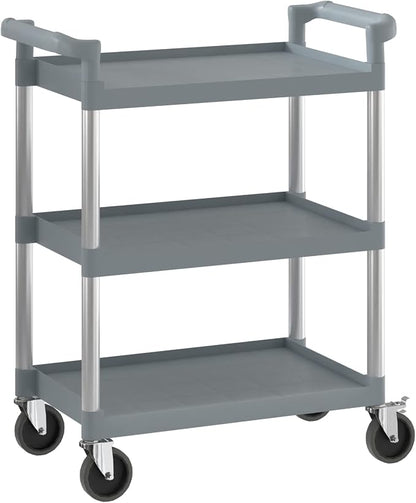 Gray Utility/Bussing Cart with Three Shelves by Krollen+Industrial