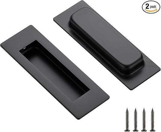 Ravinte 2 Pack Black Sliding Closet Door Handles Black Flush Pulls 4.72in by Ravinte