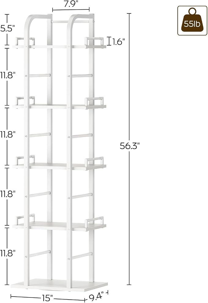 YATINEY 5 Tier Rotating Bookshelf, Freestanding Corner Bookshelf, 360 Spinning - Image 3